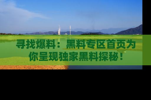 寻找爆料：黑料专区首页为你呈现独家黑料探秘！